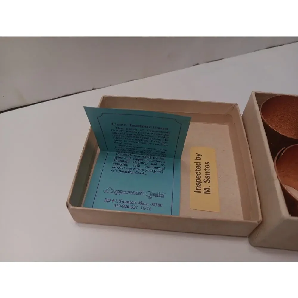 Coppercraft Guild Copper Napkin Rings Set 4 Tooled Engraved Floral Vintage W Box